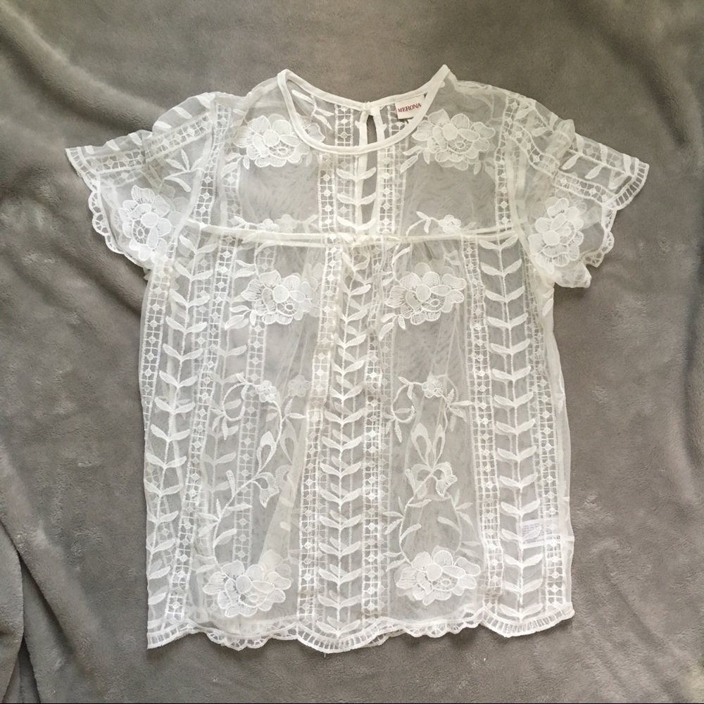 Merona All Over Lace Floral Top